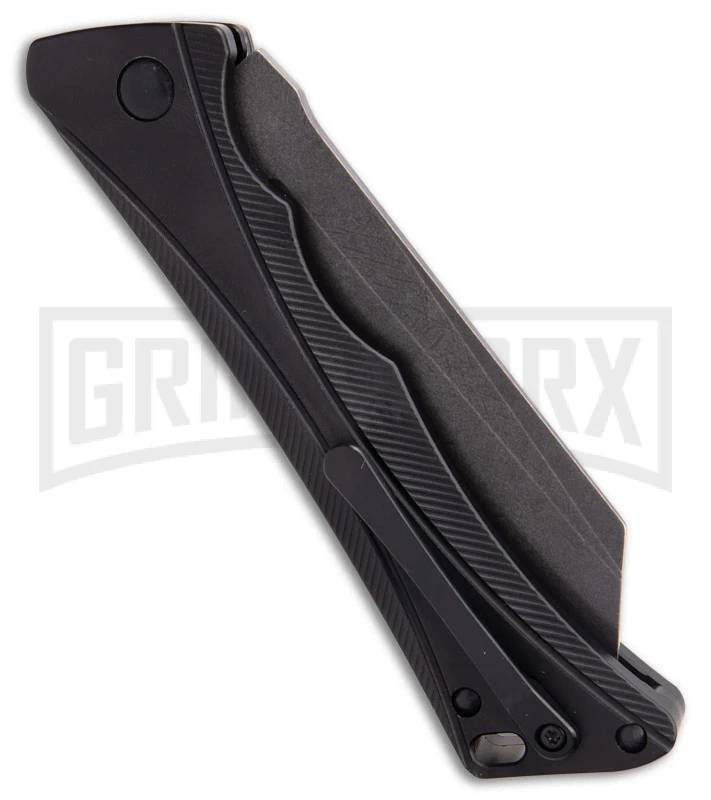 AKC Smarty Black Automatic Knife Reverse Tanto - Black SW Plain 3 AKC Smarty Black Automatic Knife Reverse Tanto - Black SW Plain - Image 3