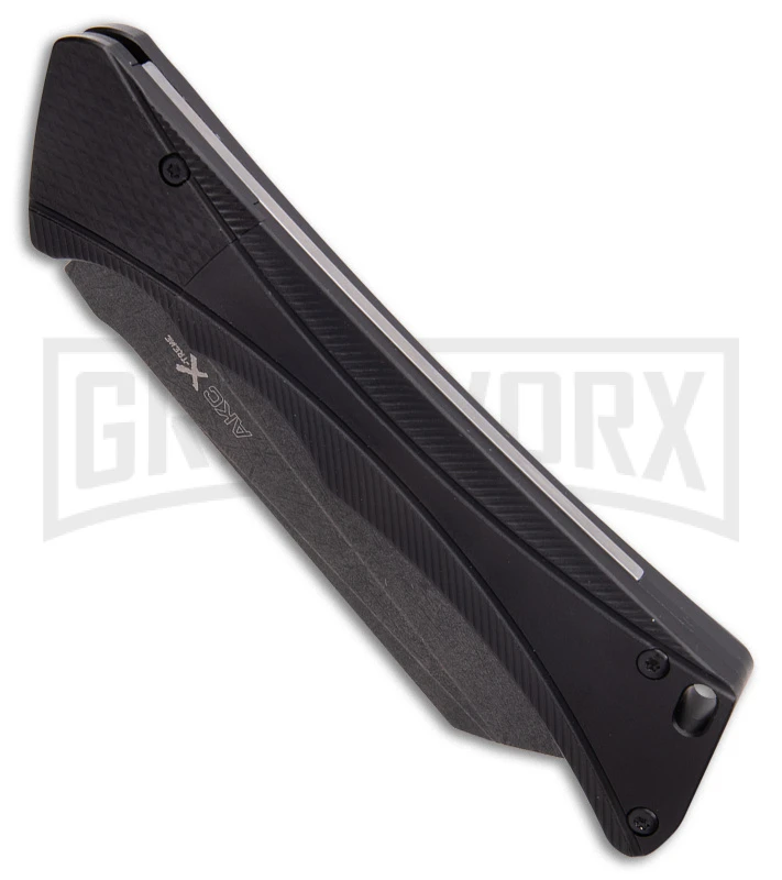 AKC Smarty Black Automatic Knife Reverse Tanto - Black SW Plain 2 AKC Smarty Black Automatic Knife Reverse Tanto - Black SW Plain - Image 2