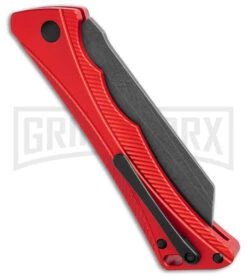 AKC Smarty Red W/Black Bolster Automatic Knife Reverse Tanto - Black SW Plain -Deals Blade Master Store AKC Smarty Automatic Knife Red w Black Bolster 3.3in Black Stonewash BHQ 184758 hd side large