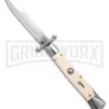 AKC 9" Italian Stiletto Swinguard Sim Ivory Auto Knife W/ Case - Polish Plain