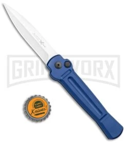 AKC X-treme ACE Blue Automatic Knife - Satin Plain -Deals Blade Master Store AKC X treme Ace Auto Blue Satin BHQ 105467 jr bottlecap large