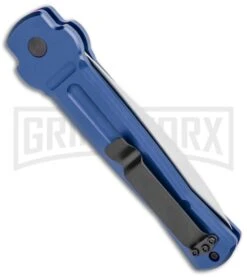 AKC X-treme ACE Blue Automatic Knife - Satin Plain -Deals Blade Master Store AKC X treme Ace Auto Blue Satin BHQ 105467 jr side large