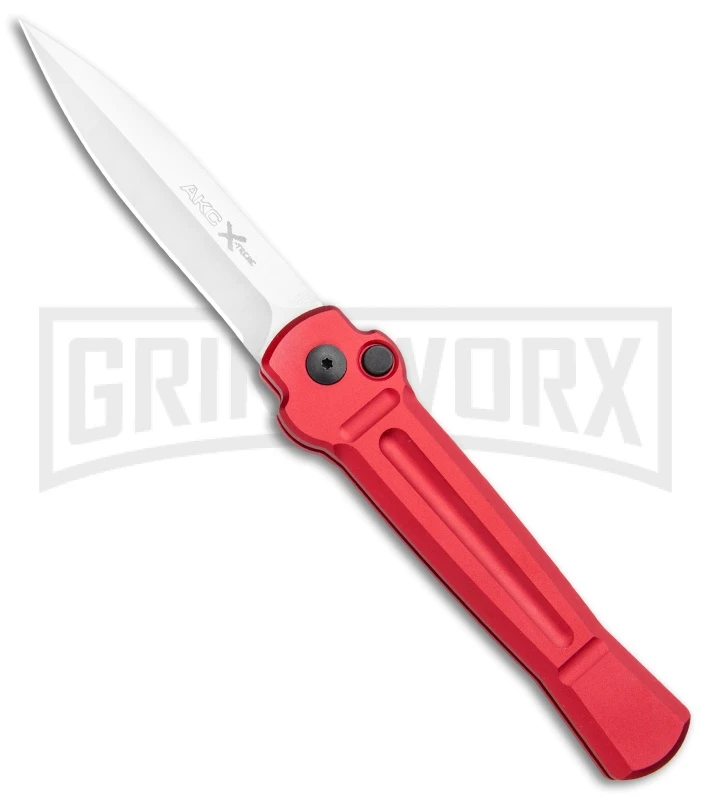 AKC X-treme Ace Red Automatic Knife - Satin Plain 1 AKC X-treme Ace Red Automatic Knife - Satin Plain