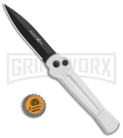 AKC X-treme Ace Silver Black Automatic Knife -Deals Blade Master Store AKC X treme Ace Auto Silver Black BHQ 113942 jr bottlecap large