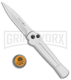 AKC X-treme Ace Silver Automatic Knife - Satin Plain 7 AKC X-treme Ace Silver Automatic Knife - Satin Plain -Deals Blade Master Store AKC X treme Ace Auto Silver Satin BHQ 113920 jr bottlecap large