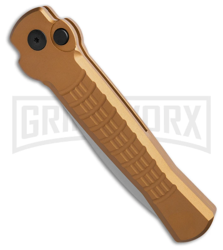 AKC X-treme Ace1 Gold Aluminum Automatic Knife - Satin Plain 2 AKC X-treme Ace1 Gold Aluminum Automatic Knife - Satin Plain - Image 2