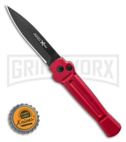 AKC X-treme Ace Red Automatic Knife - Black Plain -Deals Blade Master Store AKC X treme Ace Automatic Knife Red 3.6 Black BHQ 123056 LS Bottlecap large