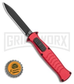 AKC X-treme EVO RB OTF Automatic Knife - Red Black Plain -Deals Blade Master Store AKC X treme EVO OTF Automatic Knife Red 3.5in Black EVO ROB BHQ 115345 LS Bottlecap large