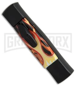 AKC Minion Concord Flames OTF Automatic Knife - Black Flat -Deals Blade Master Store AKC minion concord flames black flat BHQ 19002 er side large