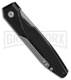 AKC X-treme Dandy Black Aluminum Automatic Knife - Stonewash Plain -Deals Blade Master Store Akc Xtreme Dandy Black Aluminum AK SW BHQ 174573 td side large