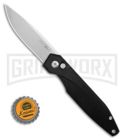 AKC X-treme Dandy Black Aluminum Automatic Knife - Stonewash Plain -Deals Blade Master Store Akc Xtreme Dandy Black Aluminum AK SW BHQ 174573 td size large