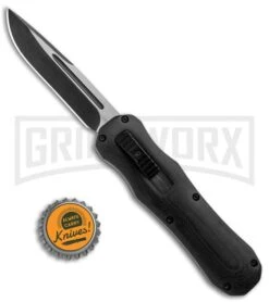 Atomic D/A Black G-10 OTF Automatic Knife - Drop Point Two Tone Plain -Deals Blade Master Store Atomic DA Black G 10 OTF Auto DP TT Plain GX 33379 jr bottlecap large