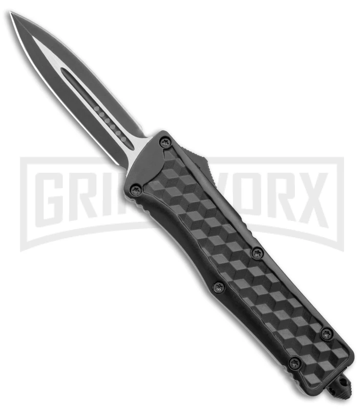 Atomic Defender Large OTF Automatic Knife Black Checkered - Two Tone Dagger 1 Atomic Defender Large OTF Automatic Knife Black Checkered - Two Tone Dagger