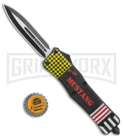 Atomic Defender Lg OTF Automatic Knife P-51 Mustang - Two-Tone Dagger -Deals Blade Master Store Atomic Defender Large OTF Auto P 51 Mustang TT Dagger GX 38182 jr bottlecap large