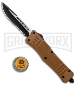 Atomic Defender Large OTF Automatic Knife Sand Brown - Two Tone Serr Drop Point 9 Atomic Defender Large OTF Automatic Knife Sand Brown - Two Tone Serr Drop Point -Deals Blade Master Store Atomic Defender Large OTF Auto Sand Brown TT Serr DP GX 37209 jr bottlecap large