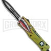 Large Atomic Defender OTF Yellow Warhawk Automatic Dagger Knife - Two Tone Serr