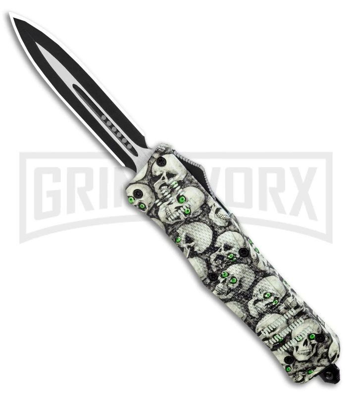 Atomic Defender Large OTF Automatic Knife Ghost White Skull - Two Tone Dagger 1 Atomic Defender Large OTF Automatic Knife Ghost White Skull - Two Tone Dagger