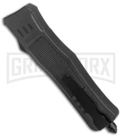 Atomic Defender Medium OTF Auto Drop Point Knife Black Serrated Satin -Deals Blade Master Store Atomic Defender Medium OTF Auto Black Satin DP Serr GX 37507 jr side large