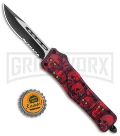 Atomic Defender Med OTF Auto Knife Red Skull Drop Point Serr Knife 9 Atomic Defender Med OTF Auto Knife Red Skull Drop Point Serr Knife -Deals Blade Master Store Atomic Defender Medium OTF Auto Red Skull TT DP Serr GX 37464 jr bottlecap large