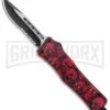 Atomic Defender Med OTF Auto Knife Red Skull Drop Point Serr Knife