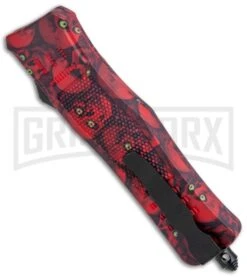 Atomic Defender Med OTF Auto Knife Red Skull Drop Point Serr Knife 7 Atomic Defender Med OTF Auto Knife Red Skull Drop Point Serr Knife -Deals Blade Master Store Atomic Defender Medium OTF Auto Red Skull TT DP Serr GX 37464 jr side large