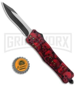 Atomic Defender Medium OTF Automatic Knife Red Skull - Two Tone Recurve -Deals Blade Master Store Atomic Defender Medium OTF Auto Red Skull TT Recurve GX 37410 jr bottlecap large