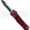 Atomic Defender Medium OTF Automatic Knife Red Skull - Two Tone Recurve