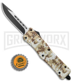 Atomic Defender Medium Tan Digi Camo OTF Automatic Knife - Two Tone Plain -Deals Blade Master Store Atomic Defender Medium OTF Auto Tan Digi Camo Plain TT GX 38997 jr bottlecap large
