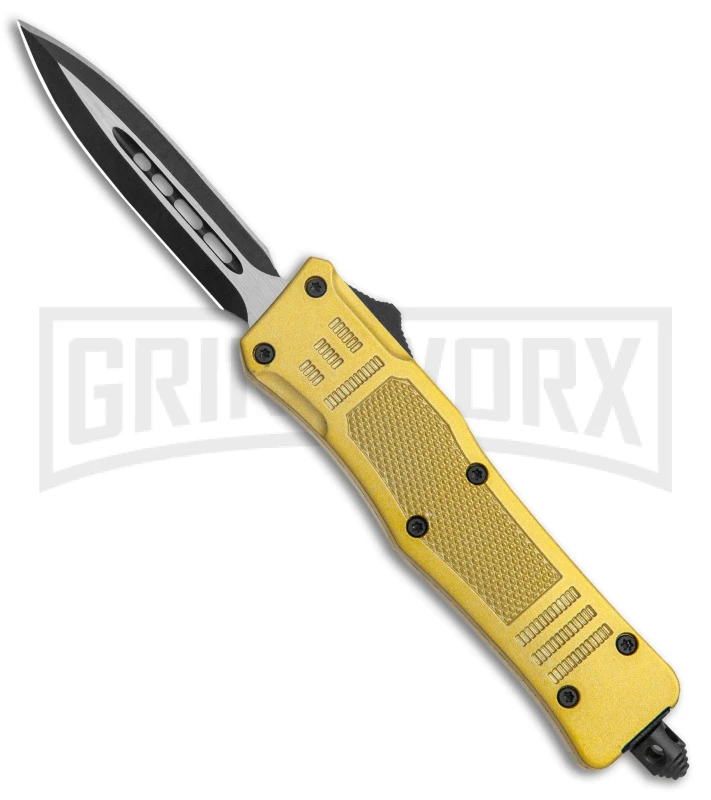 Atomic Defender Mini Gold OTF Automatic Dagger Knife - Two Tone Plain 1 Atomic Defender Mini Gold OTF Automatic Dagger Knife - Two Tone Plain