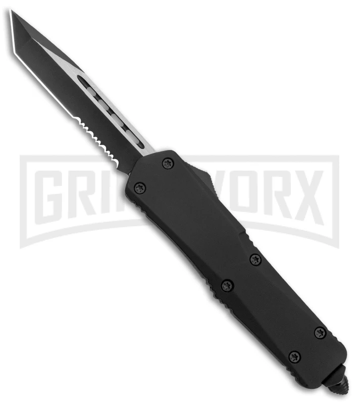 Atomic Lance Tanto Black OTF Automatic Knife - Two Tone Serr 1 Atomic Lance Tanto Black OTF Automatic Knife - Two Tone Serr