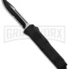 Atomic Shield Large Drop Point Black OTF Automatic Knife - Two Tone Serrated