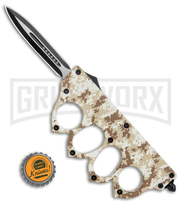 Atomic Tan Digital Camo OTF Automatic Knuckle Knife - Dagger Two-Tone 5 Atomic Tan Digital Camo OTF Automatic Knuckle Knife - Dagger Two-Tone - Image 5