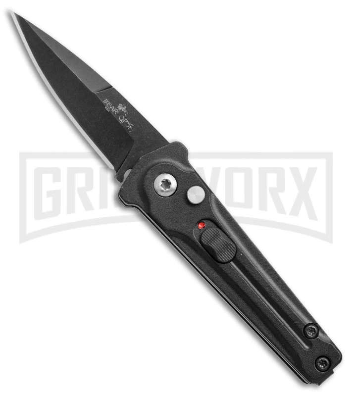 Bear Ops Black Bold Action III Mini Automatic Knife - Black Plain 1 Bear Ops Black Bold Action III Mini Automatic Knife - Black Plain