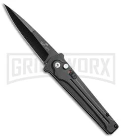 Bear Ops Black Bold Action III Small Automatic Knife - Black Plain
