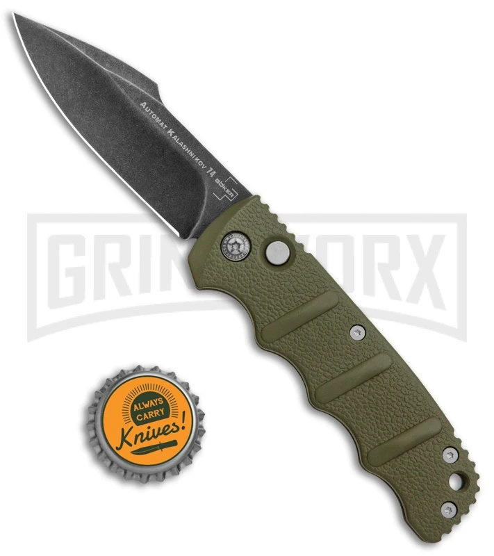 Boker Kalashnikov OD Green Automatic Knife - D2 Harpoon Smokewash Plain 4 Boker Kalashnikov OD Green Automatic Knife - D2 Harpoon Smokewash Plain - Image 4