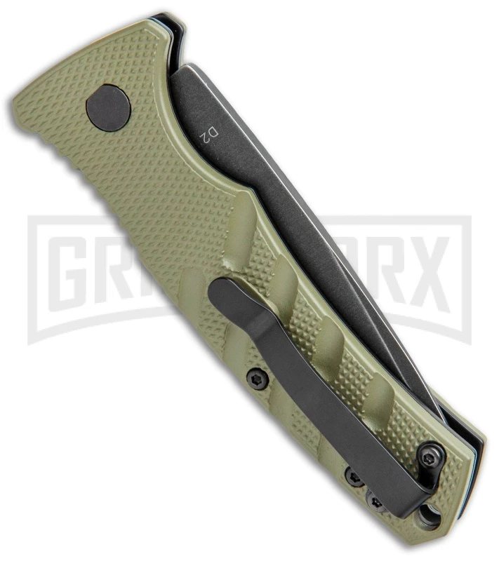 Boker Mini Strike Automatic Knife OD Green - Drop Point Black SW Plain 3 Boker Mini Strike Automatic Knife OD Green - Drop Point Black SW Plain - Image 3