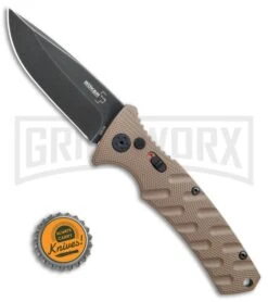 Boker Plus Strike Coyote Brown Automatic Knife - D2 Drop Point Black SW -Deals Blade Master Store Boker Plus Strike drop point coyote brown black sw BHQ 67882 er bottlecap jr large
