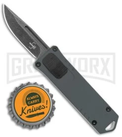 Boker Plus USB OTF Black Automatic Knife Aluminum - Gray SW Plain -Deals Blade Master Store Boker Plus USB OTF Auto Gray Aluminum Black SW BHQ 125998 jr bottlecap large