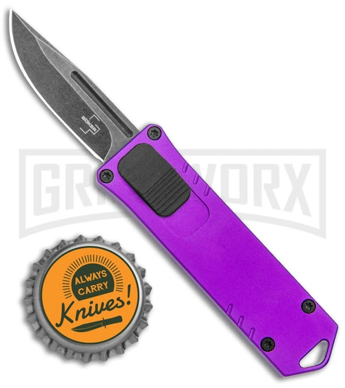 Boker Plus USB OTF Black Automatic Knife Aluminum - Purple SW Plain 4 Boker Plus USB OTF Black Automatic Knife Aluminum - Purple SW Plain - Image 4