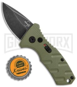Boker Stubby Strike OD Green Automatic Knife - Black Stonewash -Deals Blade Master Store Boker Stubby Strike CA Legal Auto OD Green Smokewash 01BO442NSOI BHQ 99648 jr bottlecap large