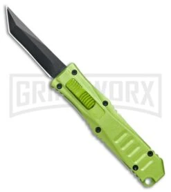 Mini Marvel Green DA/OTF Automatic Knife - Tanto Black Plain