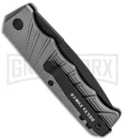 Delta Force Automatic Knife Gray Aluminum - Black Plain -Deals Blade Master Store Delta Force Auto Gray Molded Plastic Black Plain GX 33546 jr side large
