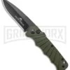 Delta Force Automatic Knife OD Green Aluminum Drop Point - Black Plain