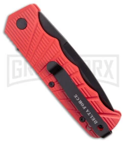 Delta Force Red Aluminum Automatic Knife- Black Serr -Deals Blade Master Store Delta Force Automatic Knife Red Aluminum Black Serr GX 41280 KC side large