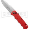 Delta Force Automatic Knife Red Aluminum - Satin Serrated