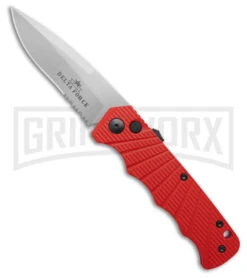 Delta Force Automatic Knife Red Aluminum - Satin Serrated