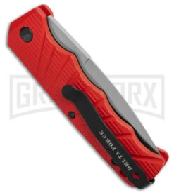 Delta Force Automatic Knife Red Aluminum - Satin Serrated -Deals Blade Master Store Delta Force Automatic Knife Red Aluminum Satin Serrated Gx 42317 td side large