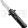 Enzo Stiletto Mini Black W/ Black Bolsters D/A OTF Automatic Knife - Satin Plain