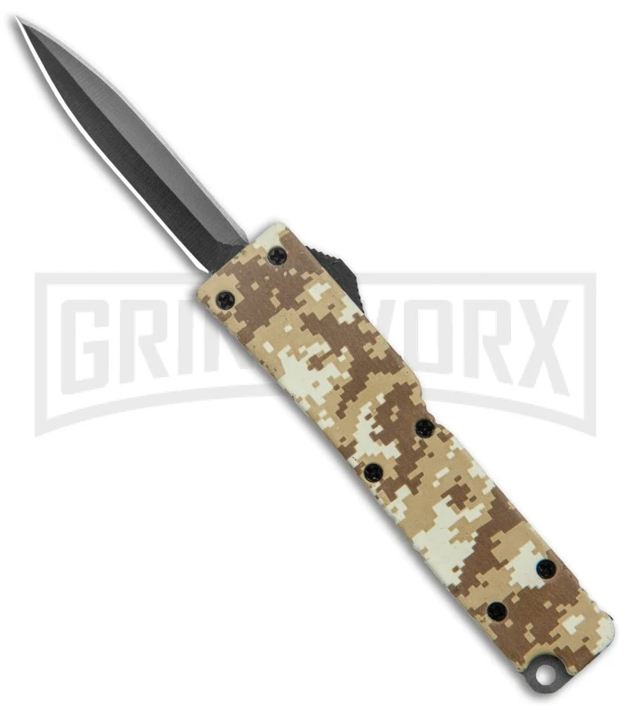 Firecracker Mini Tan Digi Camo D/A OTF Automatic Knife - Black Dagger 1 Firecracker Mini Tan Digi Camo D/A OTF Automatic Knife - Black Dagger
