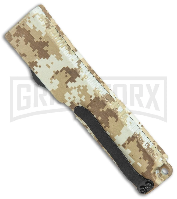 Firecracker Mini Tan Digi Camo D/A OTF Automatic Knife - Black Dagger 3 Firecracker Mini Tan Digi Camo D/A OTF Automatic Knife - Black Dagger - Image 3